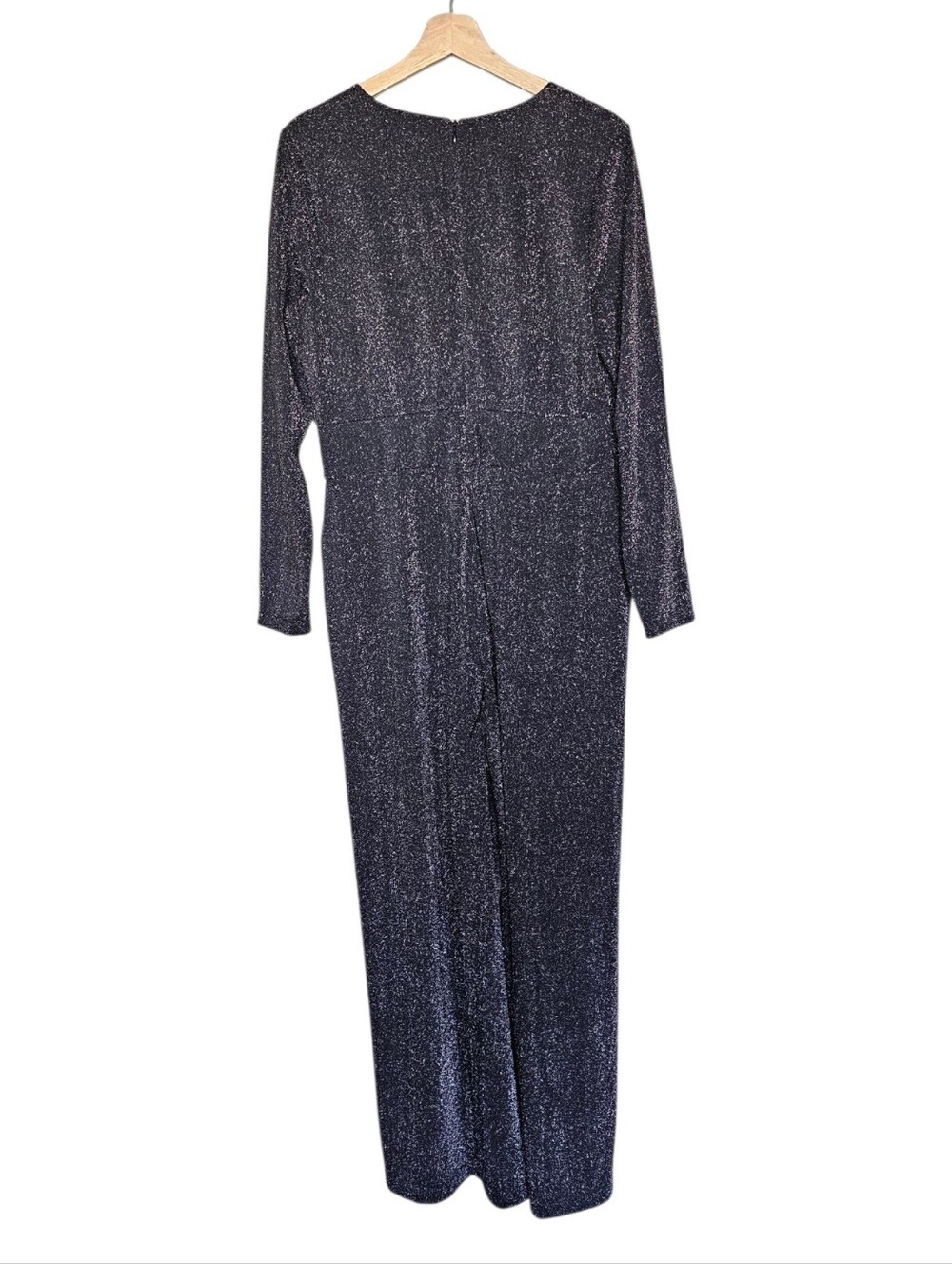 Boden Metallic Long Sleeve V-Neck Plunge Shimmer Jumpsuit Size 10R - Picture 7 of 8
